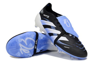 Adidas Predator 25 Elite Foldover Tongue FG Firm Ground Soccer Cleats - Black/White/Blue