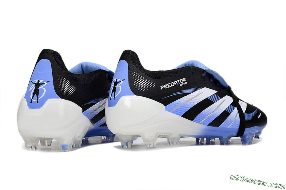 Adidas Predator 25 Elite Foldover Tongue FG Firm Ground Soccer Cleats - Black/White/Blue 6