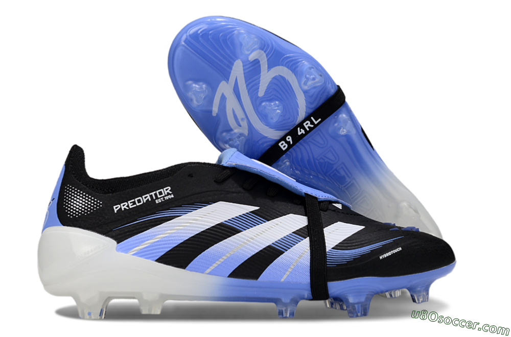 Adidas Predator 25 Elite Foldover Tongue FG Firm Ground Soccer Cleats - Black/White/Blue 1