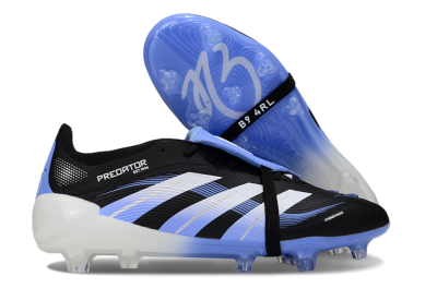 Adidas Predator 25 Elite Foldover Tongue FG Firm Ground Soccer Cleats - Black/White/Blue