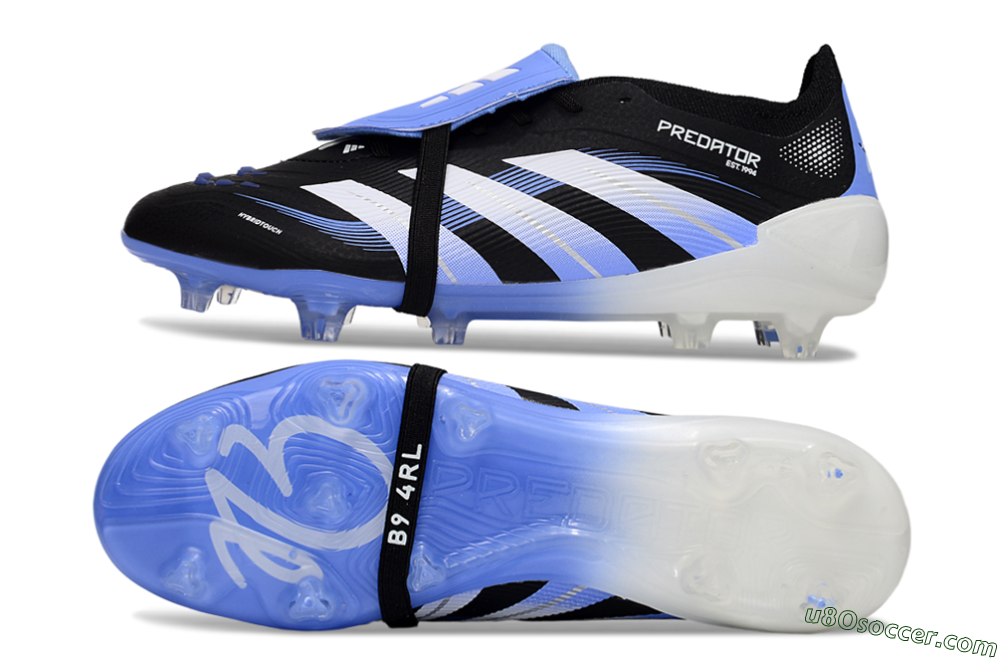 Adidas Predator 25 Elite Foldover Tongue FG Firm Ground Soccer Cleats - Black/White/Blue 0