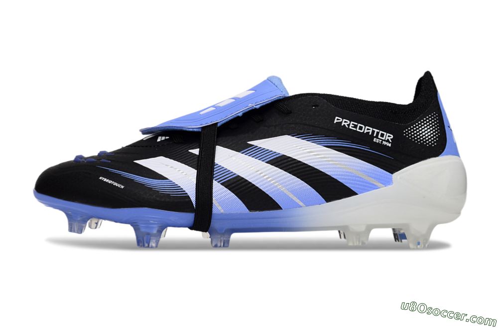 Adidas Predator 25 Elite Foldover Tongue FG Firm Ground Soccer Cleats - Black/White/Blue 2