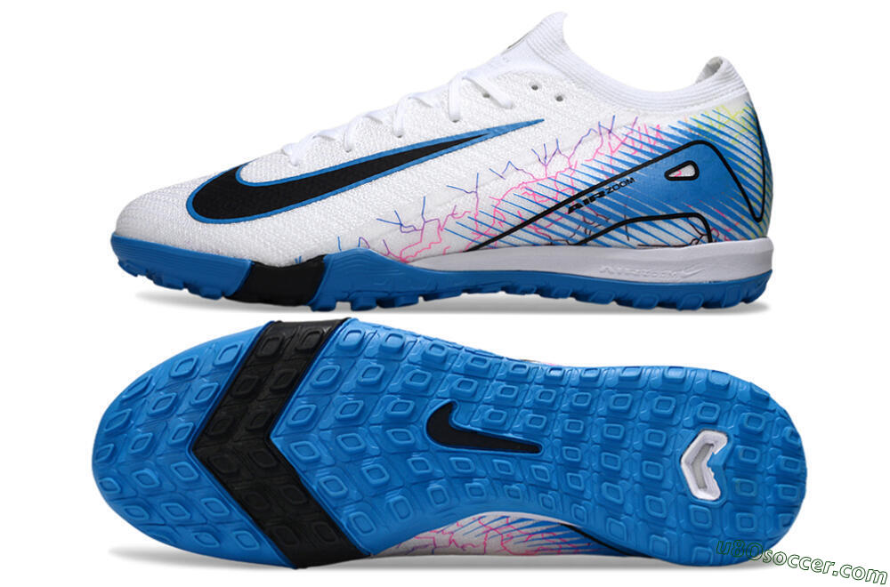 Nike Air Zoom Mercurial Vapor 16 Elite TF Artificial Turf Soccer Shoes - White/Blue/Black 0