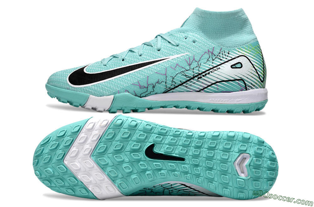 Nike Air Zoom Mercurial Superfly 10 Elite TF Artificial Turf Soccer Shoes - Jade/Black/White 0