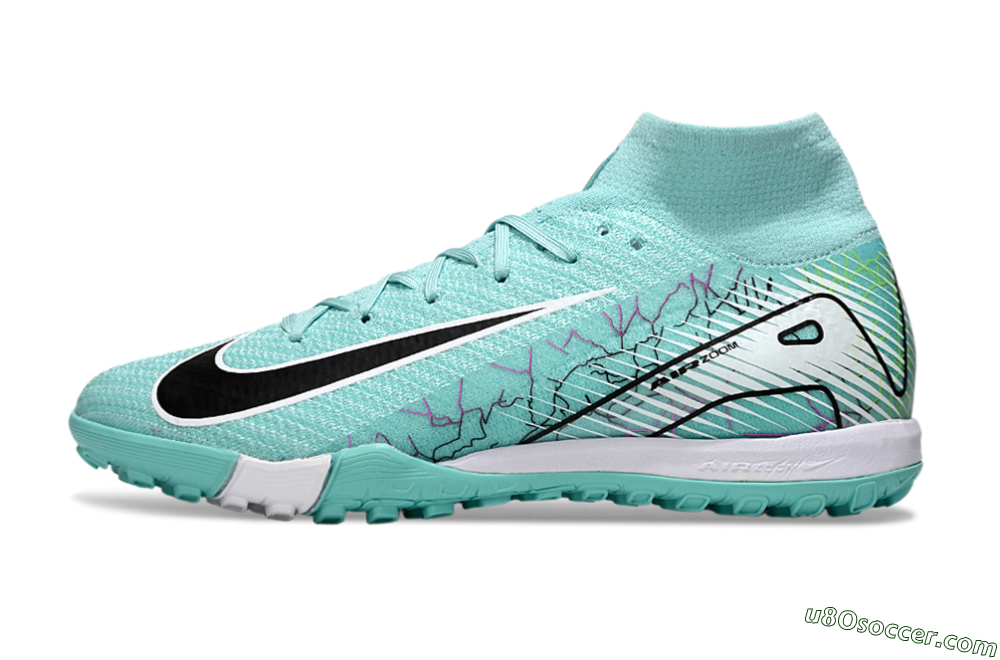 Nike Air Zoom Mercurial Superfly 10 Elite TF Artificial Turf Soccer Shoes - Jade/Black/White 2