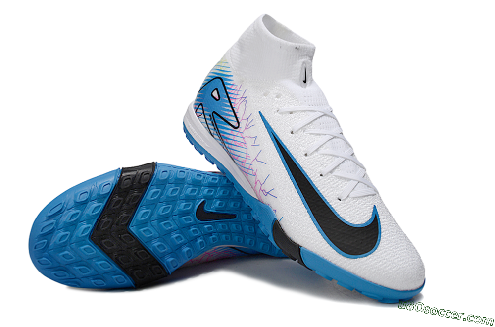 Nike Air Zoom Mercurial Superfly 10 Elite TF Artificial Turf Soccer Shoes - White/Blue/Black 3