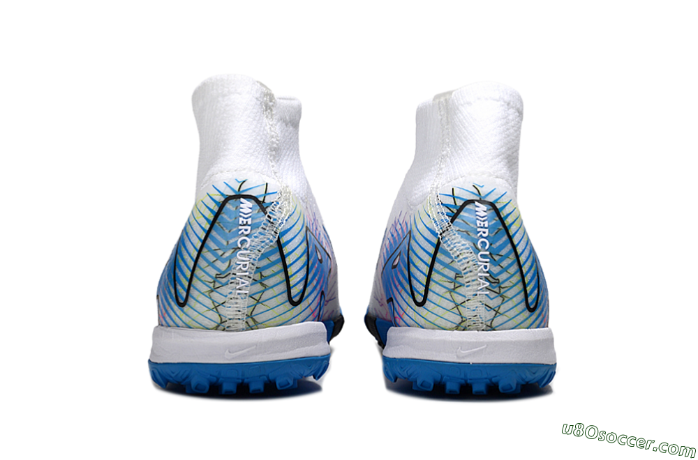 Nike Air Zoom Mercurial Superfly 10 Elite TF Artificial Turf Soccer Shoes - White/Blue/Black 5