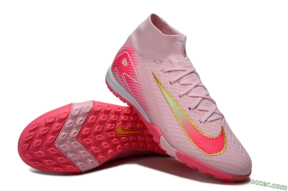 Nike Air Zoom Mercurial Superfly 10 Elite TF Artificial Turf Soccer Shoes - Pink/Red/Gold 3