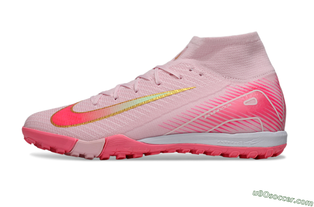 Nike Air Zoom Mercurial Superfly 10 Elite TF Artificial Turf Soccer Shoes - Pink/Red/Gold 2
