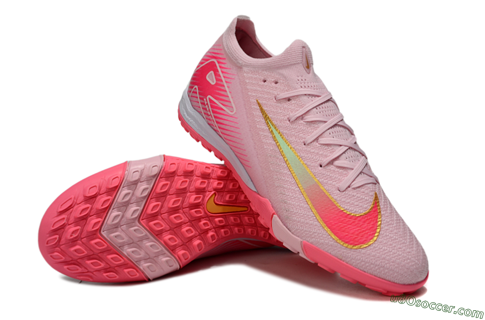 Nike Air Zoom Mercurial Vapor 16 Elite TF Artificial Turf Soccer Shoes - Pink/Gold/White 3