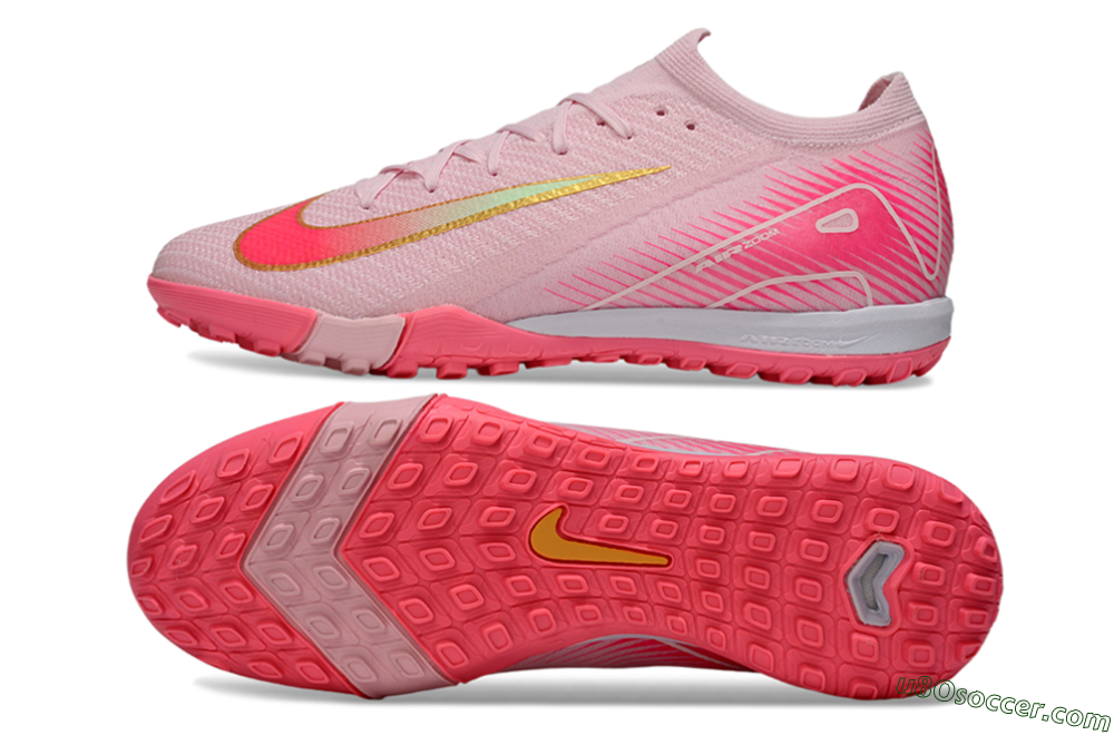 Nike Air Zoom Mercurial Vapor 16 Elite TF Artificial Turf Soccer Shoes - Pink/Gold/White 0