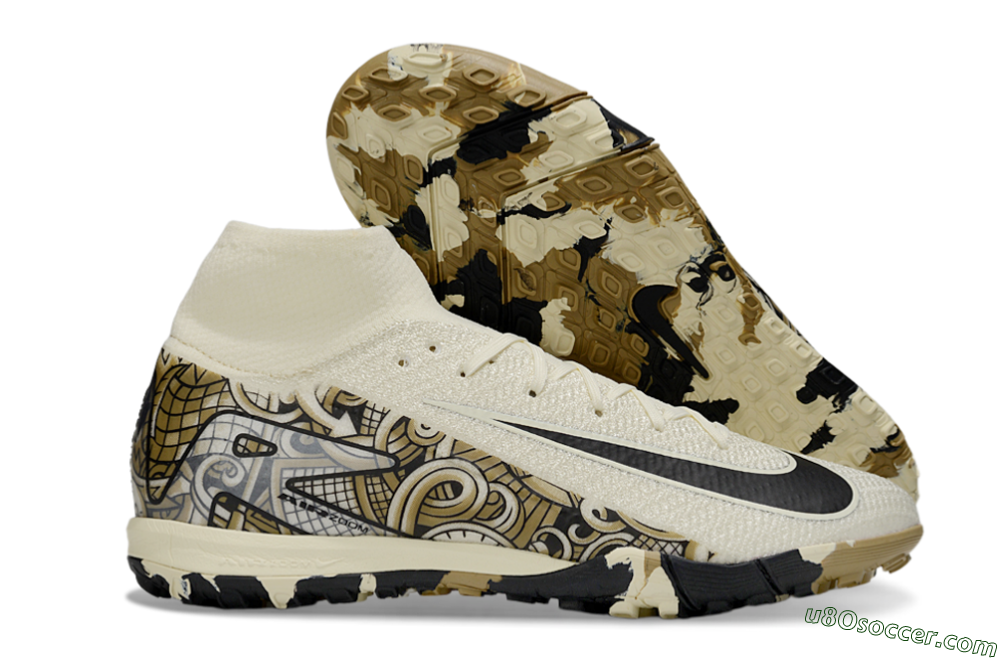 Nike Air Zoom Mercurial Superfly 10 Elite TF Artificial Turf Soccer Shoes - Beige/Black/Brown 1