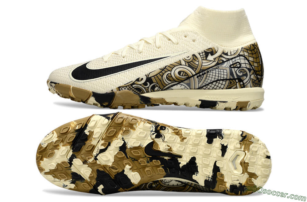 Nike Air Zoom Mercurial Superfly 10 Elite TF Artificial Turf Soccer Shoes - Beige/Black/Brown 0