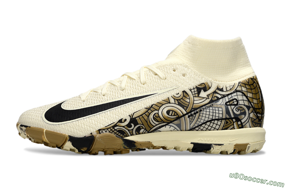 Nike Air Zoom Mercurial Superfly 10 Elite TF Artificial Turf Soccer Shoes - Beige/Black/Brown 2