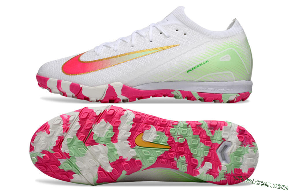 Nike Air Zoom Mercurial Vapor 16 Elite TF Artificial Turf Soccer Shoes - White/Red/Gold 0