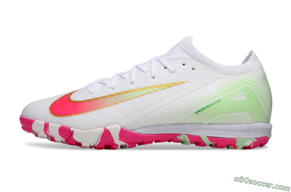 Nike Air Zoom Mercurial Vapor 16 Elite TF Artificial Turf Soccer Shoes - White/Red/Gold 2