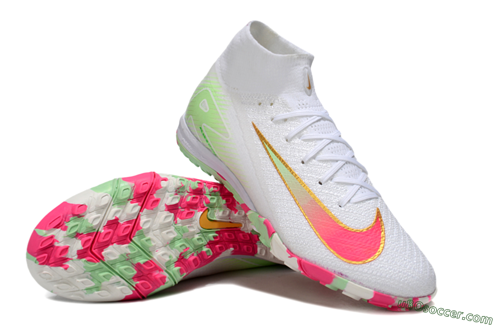 Nike Air Zoom Mercurial Superfly 10 Elite TF Artificial Turf Soccer Shoes - White/Red/Gold 3