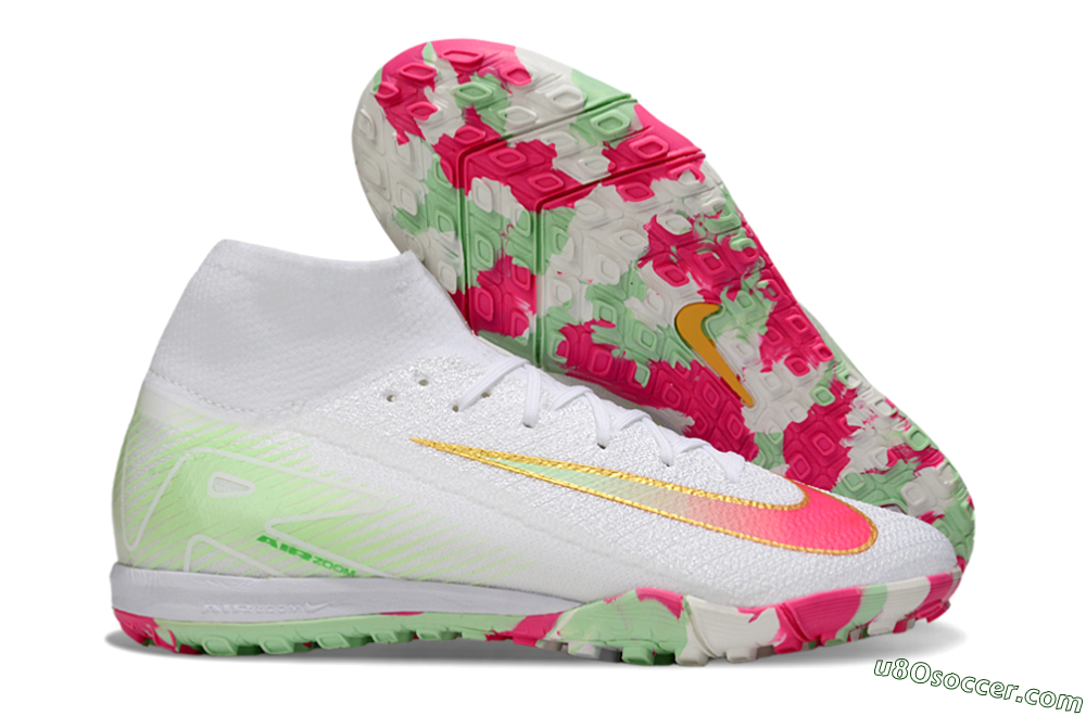 Nike Air Zoom Mercurial Superfly 10 Elite TF Artificial Turf Soccer Shoes - White/Red/Gold 1