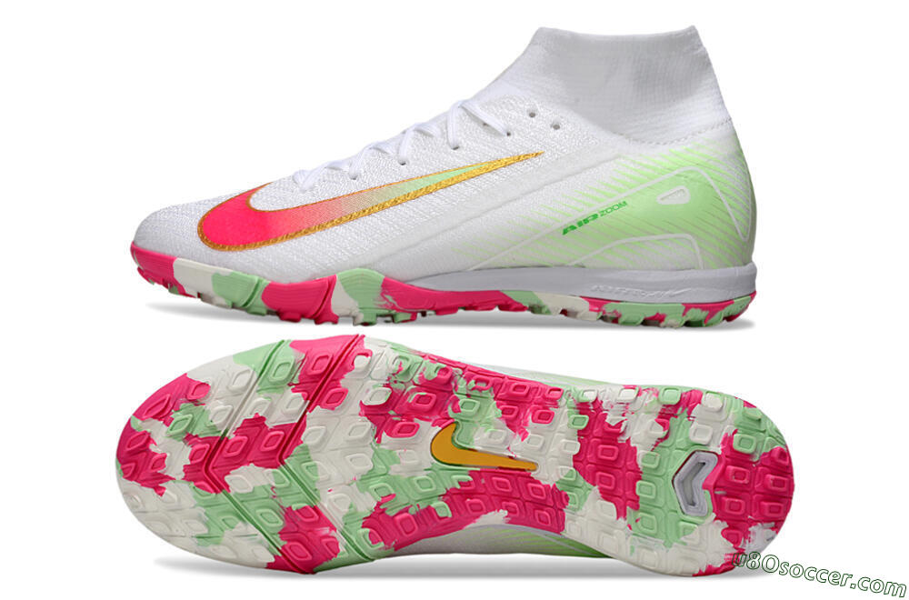 Nike Air Zoom Mercurial Superfly 10 Elite TF Artificial Turf Soccer Shoes - White/Red/Gold 0
