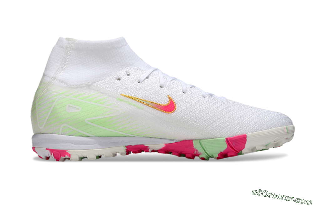 Nike Air Zoom Mercurial Superfly 10 Elite TF Artificial Turf Soccer Shoes - White/Red/Gold 7