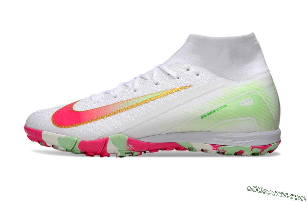 Nike Air Zoom Mercurial Superfly 10 Elite TF Artificial Turf Soccer Shoes - White/Red/Gold 2