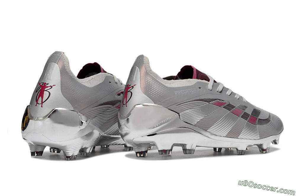 Adidas Predator 25 Elite FG Firm Ground Soccer Cleats - Silver/Pink/Red 6