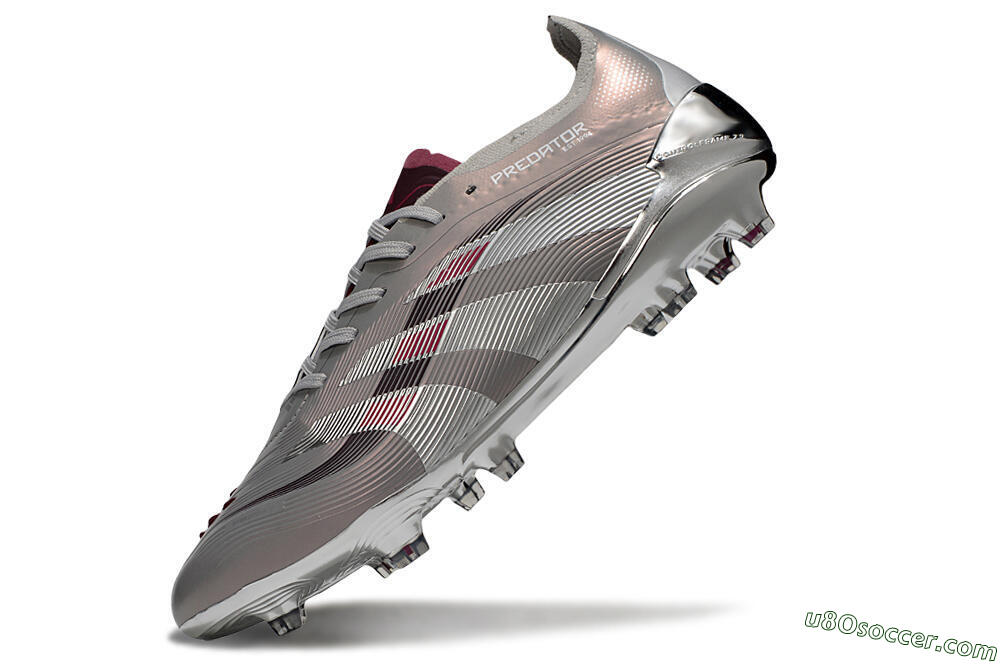 Adidas Predator 25 Elite FG Firm Ground Soccer Cleats - Silver/Pink/Red 5