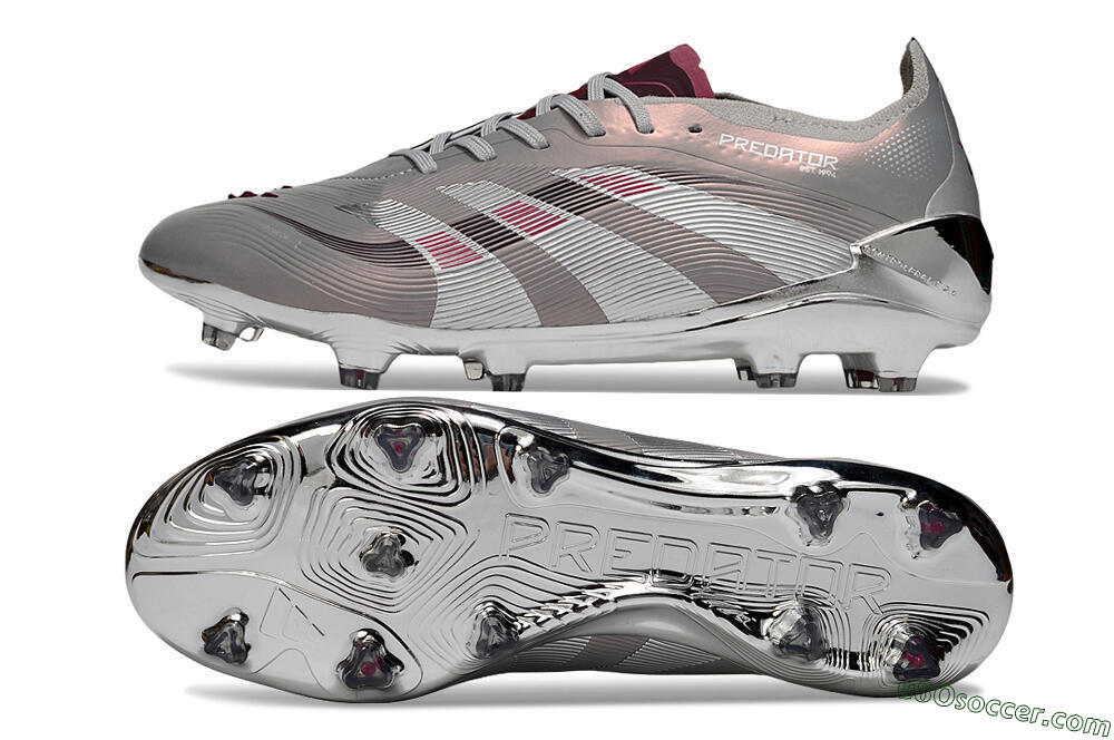 Adidas Predator 25 Elite FG Firm Ground Soccer Cleats - Silver/Pink/Red 0