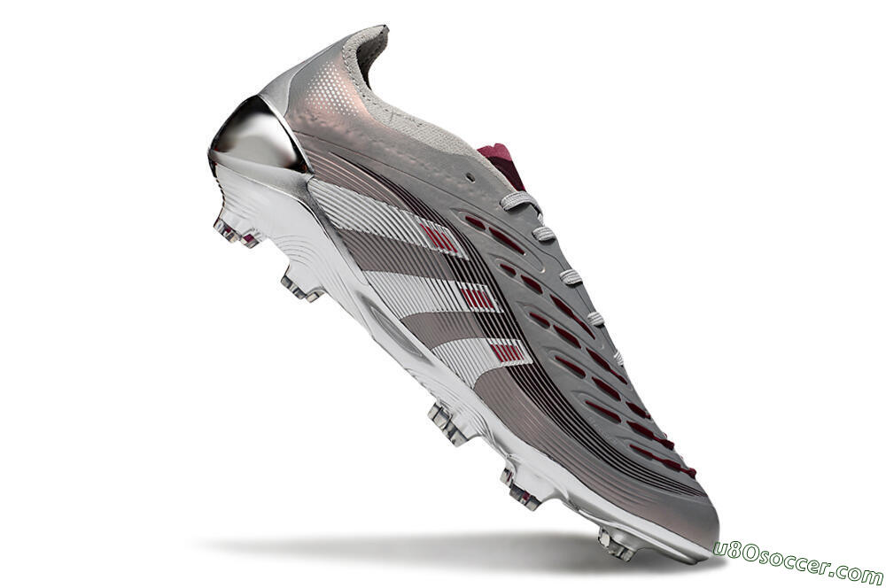 Adidas Predator 25 Elite FG Firm Ground Soccer Cleats - Silver/Pink/Red 4