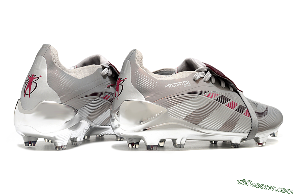Adidas Predator 25 Elite Foldover Tongue FG Firm Ground Soccer Cleats - Silver/Pink/Red 6