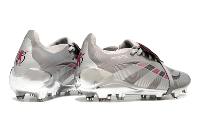 Adidas Predator 25 Elite Foldover Tongue FG Firm Ground Soccer Cleats - Silver/Pink/Red