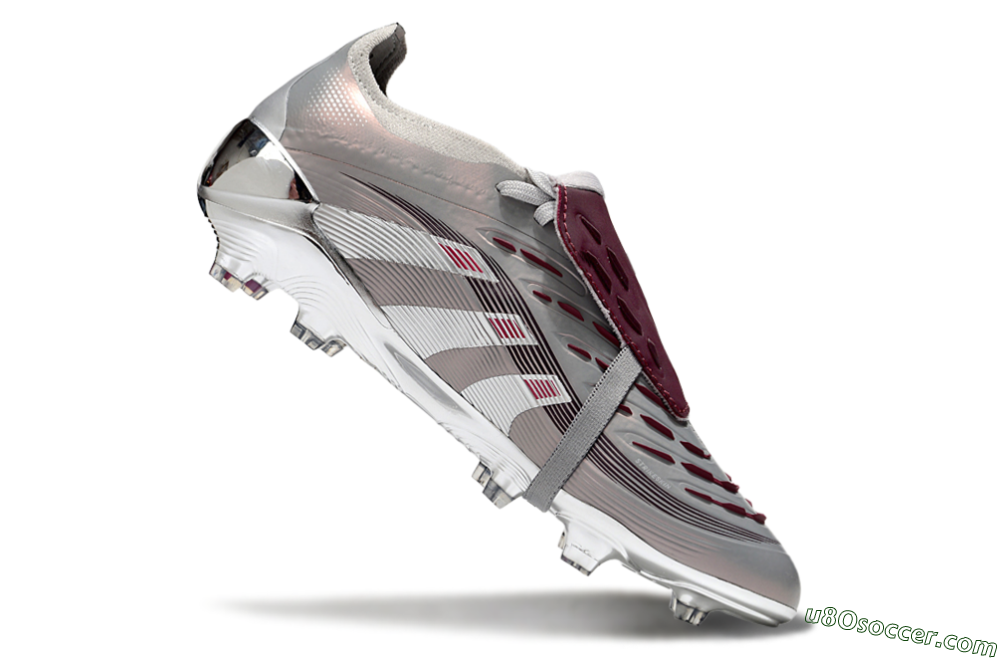 Adidas Predator 25 Elite Foldover Tongue FG Firm Ground Soccer Cleats - Silver/Pink/Red 4