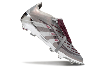 Adidas Predator 25 Elite Foldover Tongue FG Firm Ground Soccer Cleats - Silver/Pink/Red