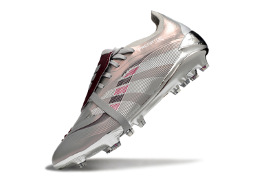 Adidas Predator 25 Elite Foldover Tongue FG Firm Ground Soccer Cleats - Silver/Pink/Red