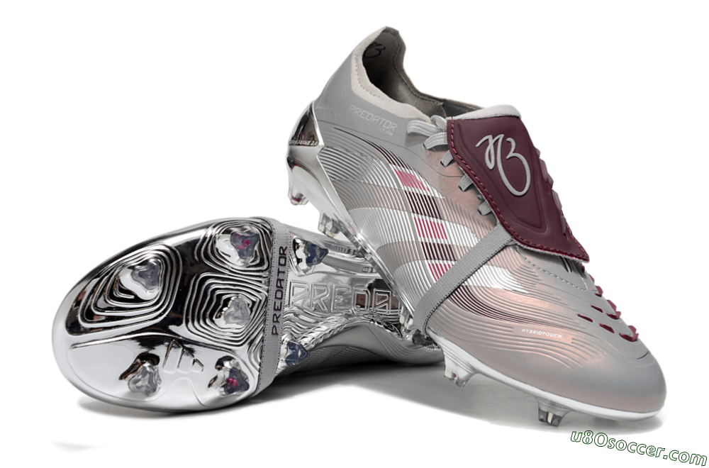 Adidas Predator 25 Elite Foldover Tongue FG Firm Ground Soccer Cleats - Silver/Pink/Red 3