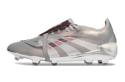 Adidas Predator 25 Elite Foldover Tongue FG Firm Ground Soccer Cleats - Silver/Pink/Red