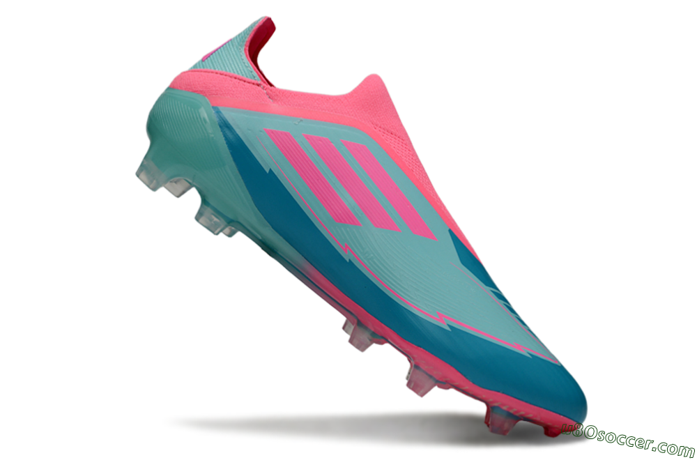 Messi x Adidas F50 Elite Laceless FG Firm Ground Soccer Cleats - Jade/Pink/Blue 4