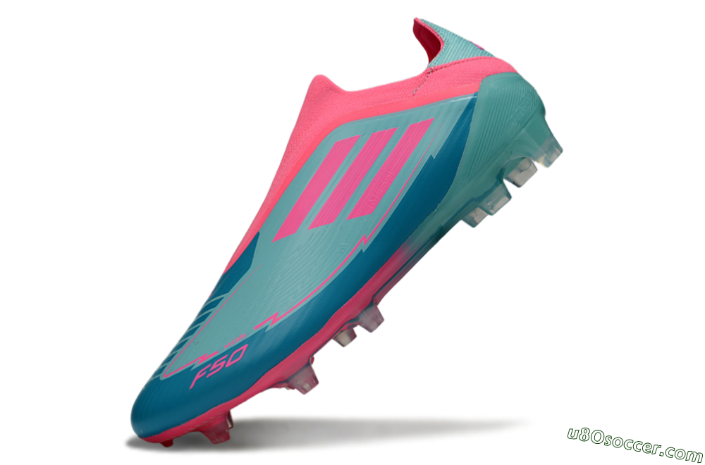 Messi x Adidas F50 Elite Laceless FG Firm Ground Soccer Cleats - Jade/Pink/Blue 5