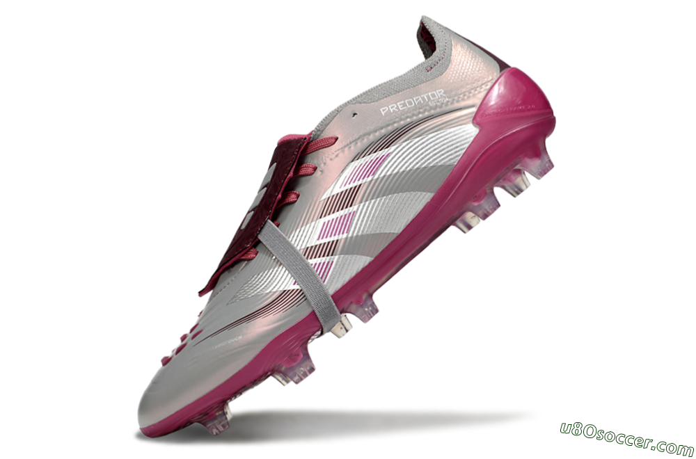 Adidas Predator 25 Elite Foldover Tongue FG Firm Ground Soccer Cleats - Silver/Red 5