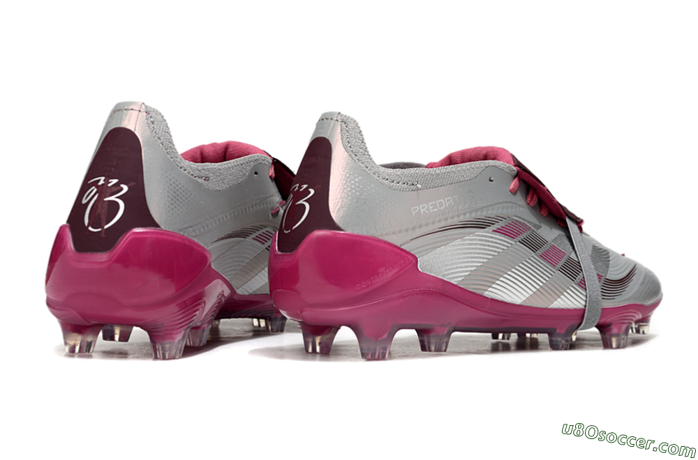 Adidas Predator 25 Elite Foldover Tongue FG Firm Ground Soccer Cleats - Silver/Red 6