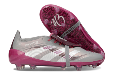 Adidas Predator 25 Elite Foldover Tongue FG Firm Ground Soccer Cleats - Silver/Red
