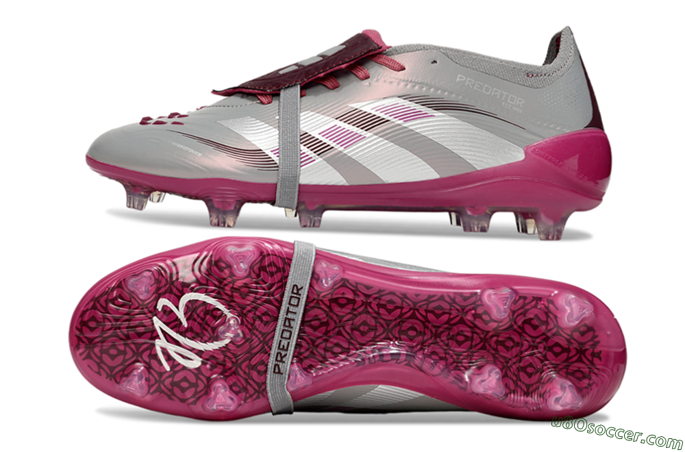 Adidas Predator 25 Elite Foldover Tongue FG Firm Ground Soccer Cleats - Silver/Red 0