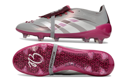 Adidas Predator 25 Elite Foldover Tongue FG Firm Ground Soccer Cleats - Silver/Red