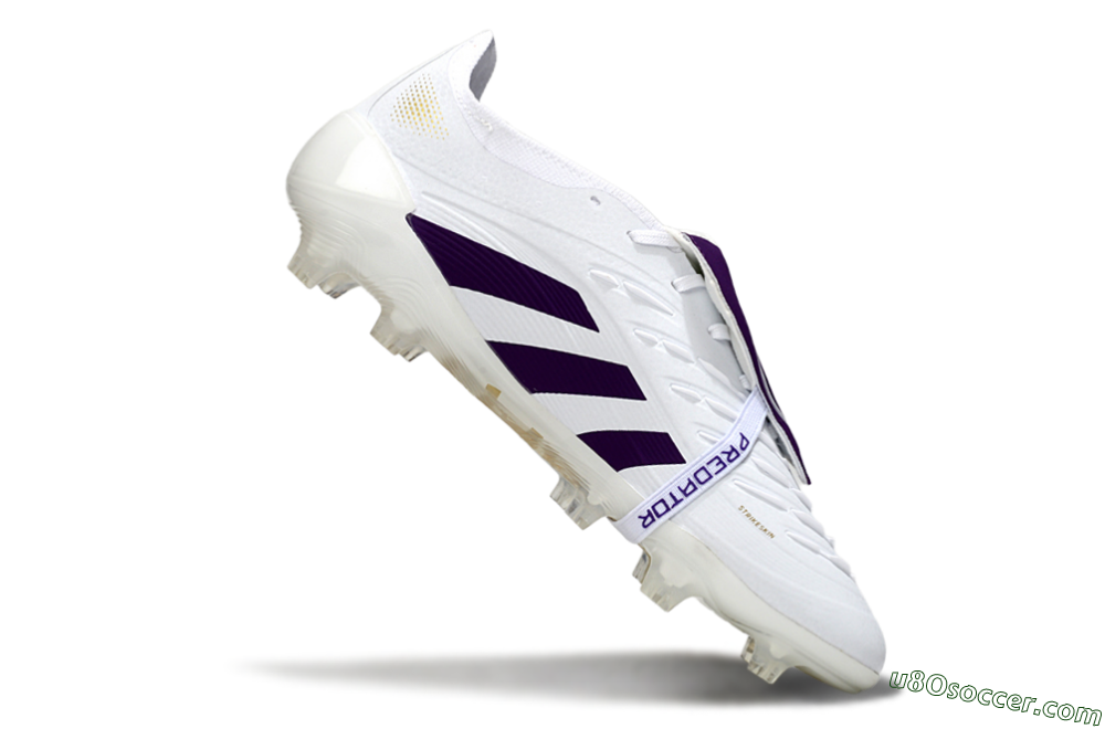 Adidas Predator 25 Elite Foldover Tongue FG Firm Ground Soccer Cleats - White/Purple/Gold 4