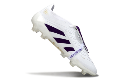 Adidas Predator 25 Elite Foldover Tongue FG Firm Ground Soccer Cleats - White/Purple/Gold