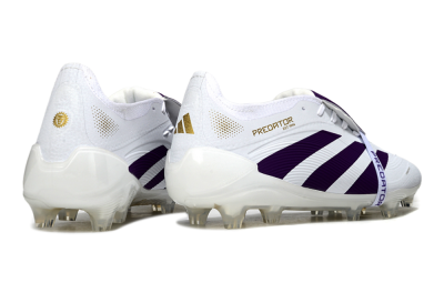 Adidas Predator 25 Elite Foldover Tongue FG Firm Ground Soccer Cleats - White/Purple/Gold