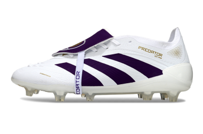 Adidas Predator 25 Elite Foldover Tongue FG Firm Ground Soccer Cleats - White/Purple/Gold