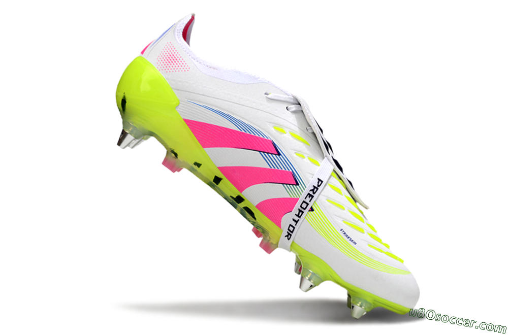 Adidas Predator 25 Elite Foldover Tongue SG Soft Ground Soccer Cleats - White/Pink/Yellow 4