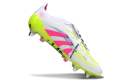 Adidas Predator 25 Elite Foldover Tongue SG Soft Ground Soccer Cleats - White/Pink/Yellow
