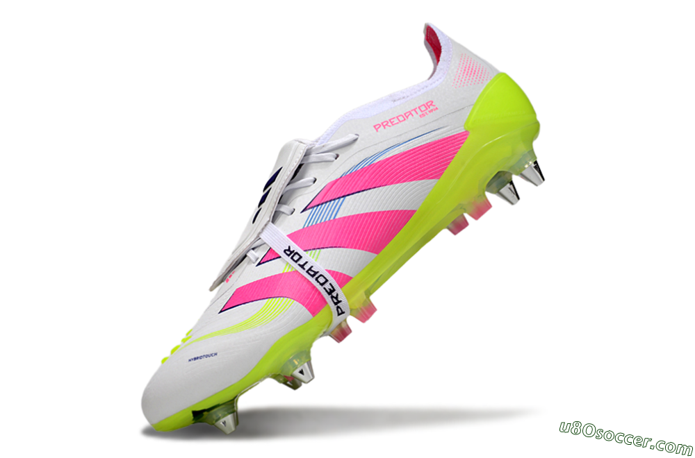 Adidas Predator 25 Elite Foldover Tongue SG Soft Ground Soccer Cleats - White/Pink/Yellow 5